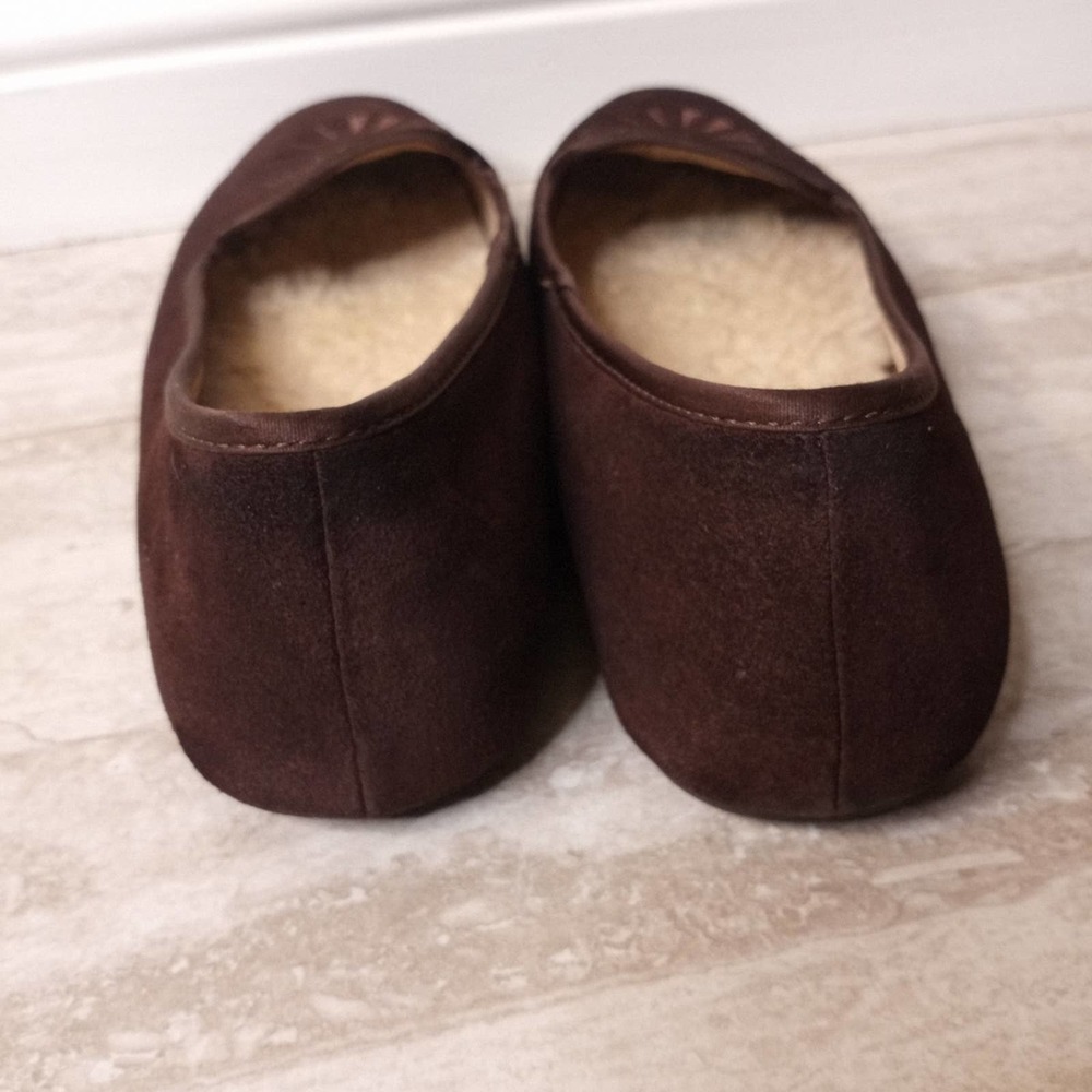 UGG Brown Suede Shearling Lined Flats - Picture 6 of 8